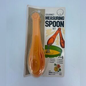 VTG Orange Flower Set of 6 Measuring Spoon Cooking Baking Kitchen Cottagecore